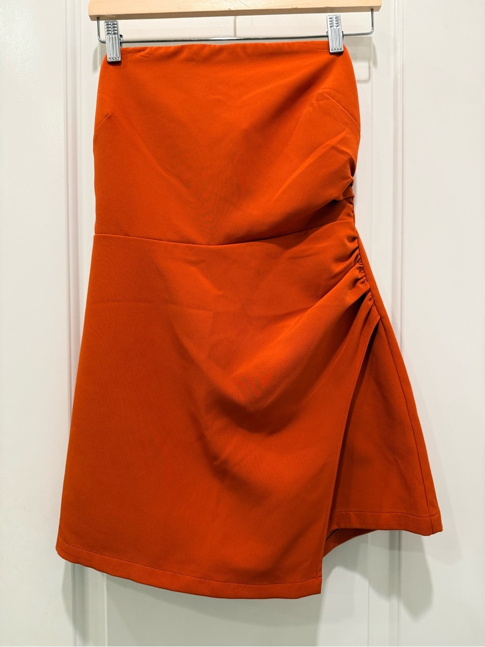 Lavender Brown Strapless Ruched-Side Romper